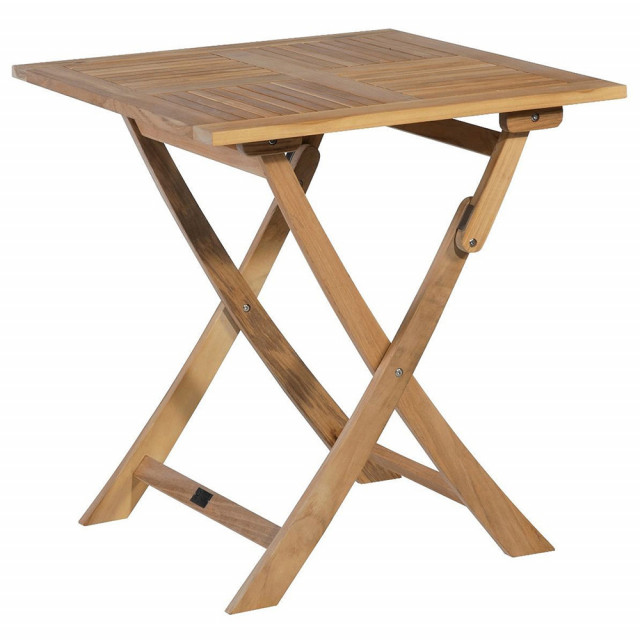 Masa laterala pliabila pentru exterior maro din lemn de tec 70x70 cm Tonko Exotan