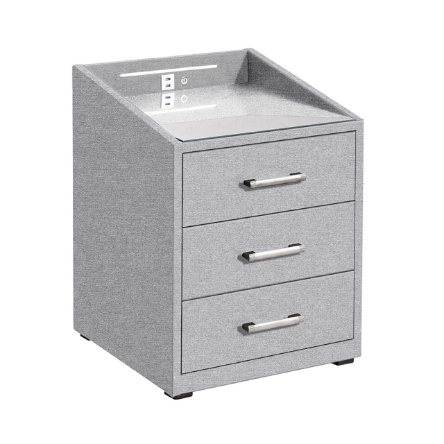 Noptiera argintie din lemn Nako Denver The Home Collection