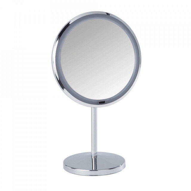 Oglinda cosmetica de masa argintie din metal 20x34 cm cu LED Onno Wenko