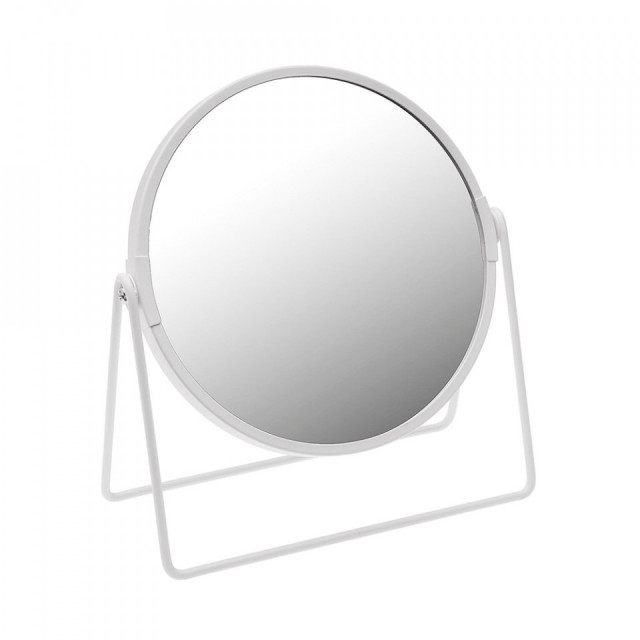 Oglinda cosmetica rotunda alba din metal 18x20 cm Sonia Versa Home