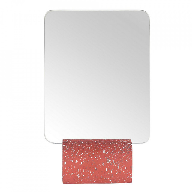 Oglinda de masa dreptunghiulara rosie din terrazzo 15x23 cm Muzz Zago