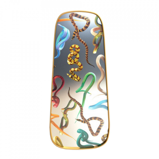 Oglinda decorativa multicolora din lemn 62x140 cm Snakes Toiletpaper Seletti