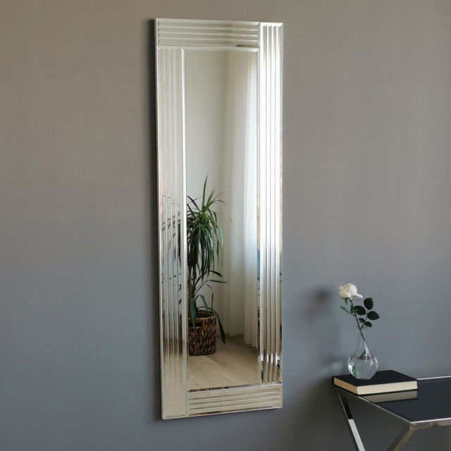 Oglinda dreptunghiulara argintie din lemn 40x120 cm Olaj The Home Collection