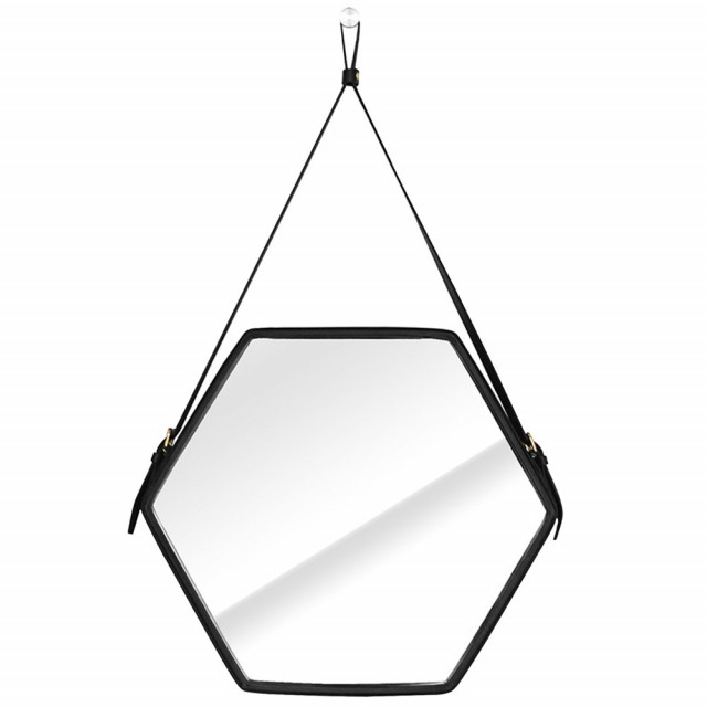 Oglinda hexagonala neagra din pluta si MDF 40x46 cm Ebi Homede
