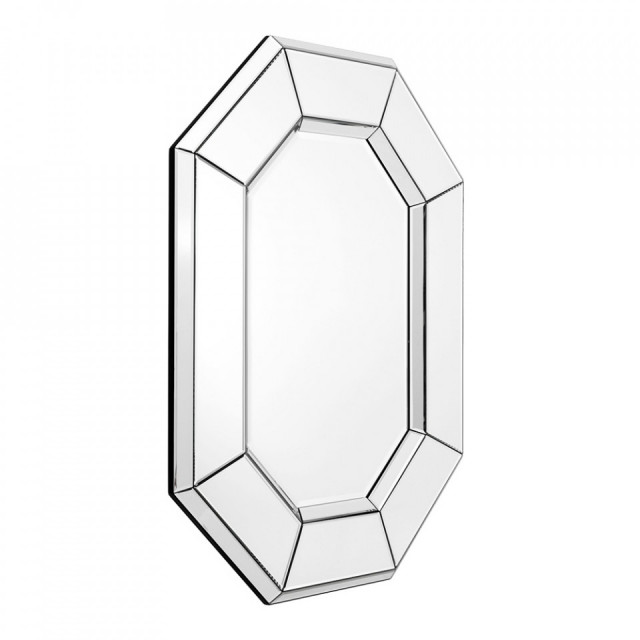 Oglinda octagonala argintie din MDF si sticla 80x106 cm Le Sereno Eichholtz