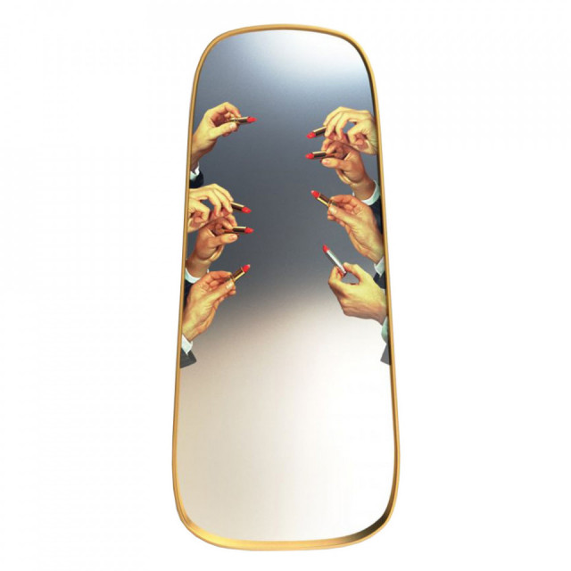 Oglinda ovala multicolora din lemn 62x140 cm Lipsticks Seletti