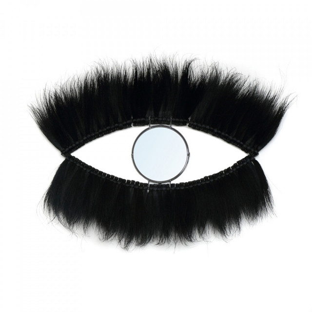 Oglinda ovala neagra din iarba 60x100 cm Black Eye Bazar Bizar