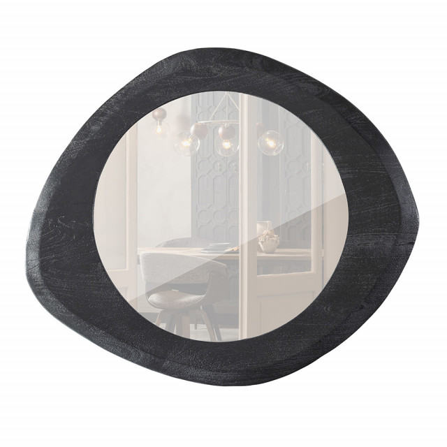Oglinda ovala neagra din lemn 44x50 cm Enclose BePureHome