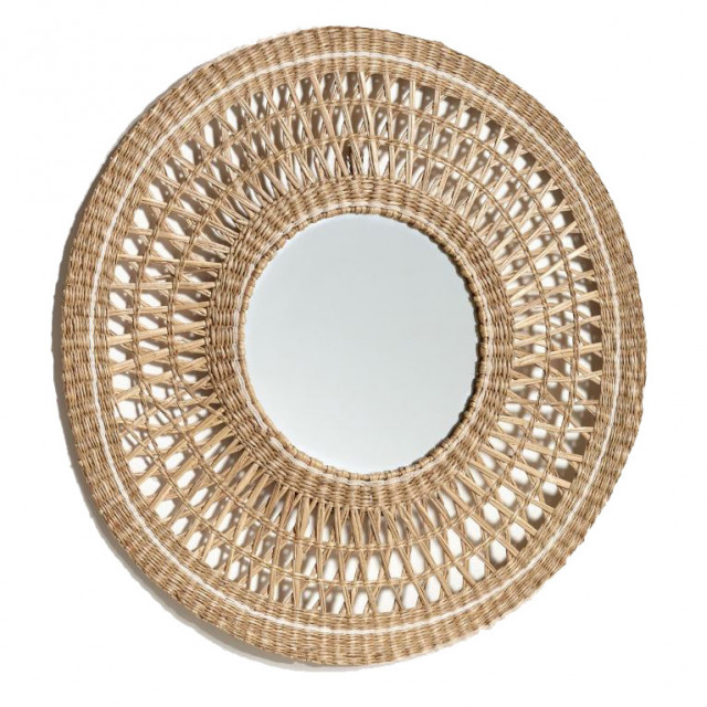Oglinda rotunda maro din fibre naturale 60 cm Verenade Kave Home