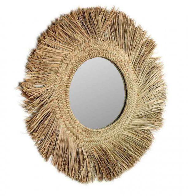 Oglinda rotunda maro din fibre naturale 72 cm Rumer Kave Home