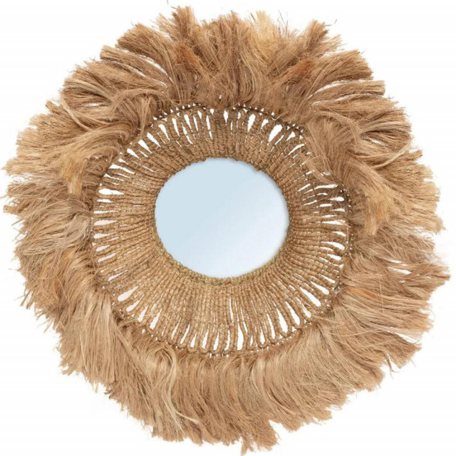 Oglinda rotunda maro din iarba de abaca 85 cm Solomon Bazar Bizar