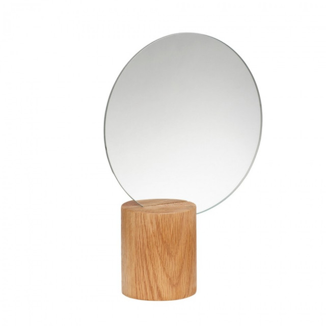 Oglinda rotunda maro din lemn de stejar 9 cm Ulise Hubsch