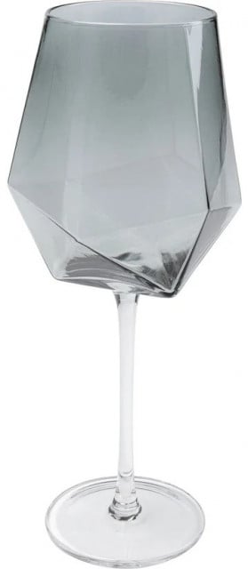 Pahar de vin transparent/gri din sticla 10x25 cm Diamond Kare