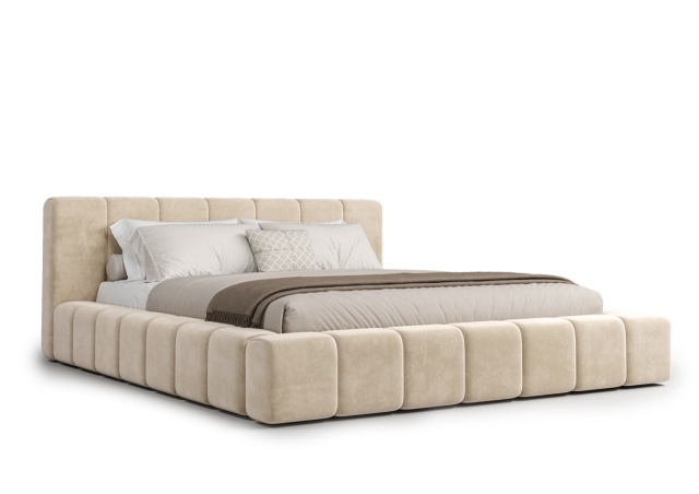 Pat bej deschis din catifea 120x200 cm Berg FURPOL