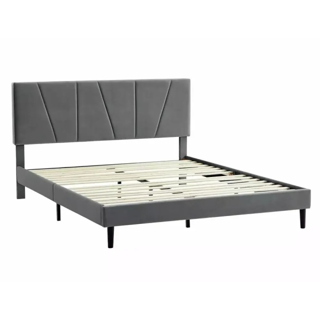 Pat gri din catifea 140x200 cm Savana The Home Collection