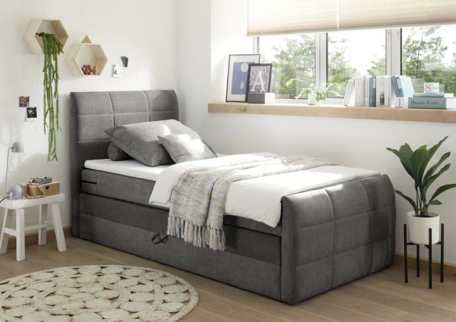 Pat gri piatra din textil 100x200 cm Kuba The Home Collection