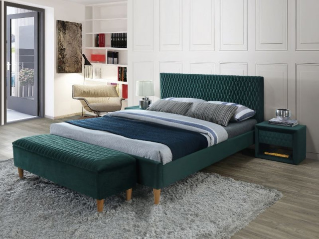 Pat verde din catifea 160x200 cm Azurro The Home Collection