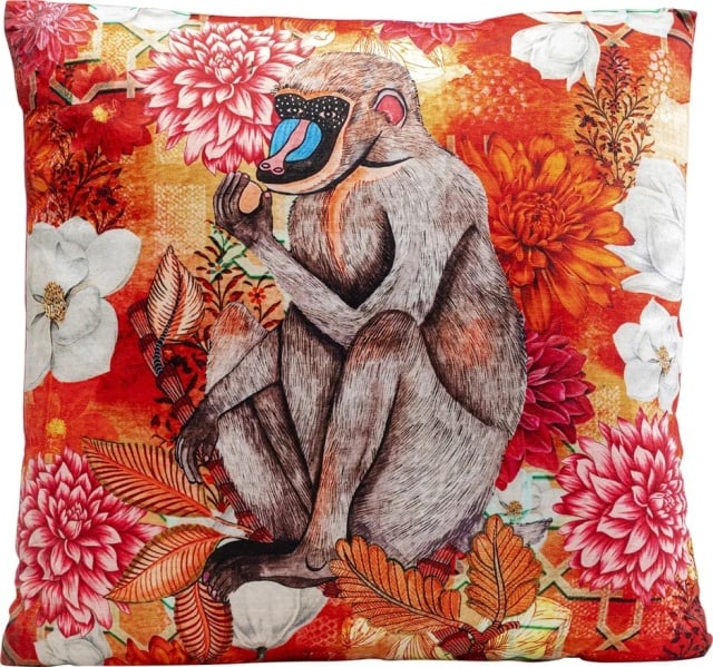 Perna patrata multicolora din fibre sintetice 43x43 cm Monkey Kare