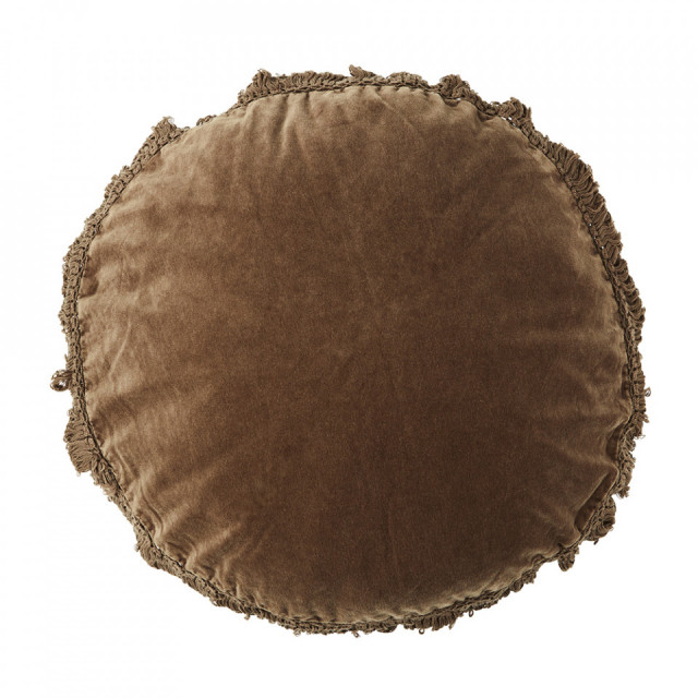 Perna rotunda maro din catifea si fibre 45 cm Caramel Madam Stoltz