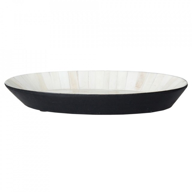 Platou alb/negru din fibre naturale 18x28 cm Zonza Vical Home