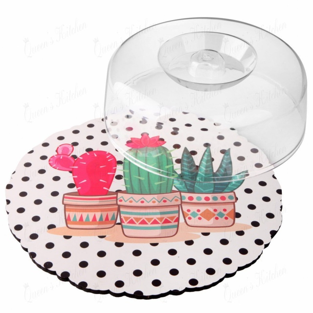 Platou cu capac alb din lemn 31 cm Cactus The Home Collection