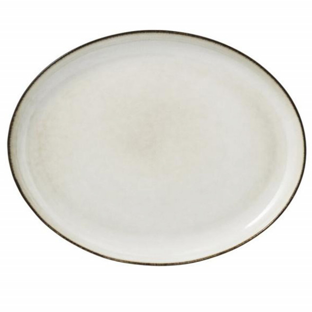 Platou oval crem din ceramica 27x34 cm Amera Lene Bjerre