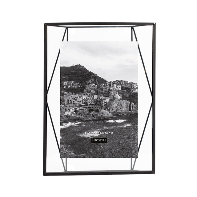 Rama foto neagra/transparenta din metal si sticla pentru perete 25x35 cm Nuri LifeStyle Home Collection