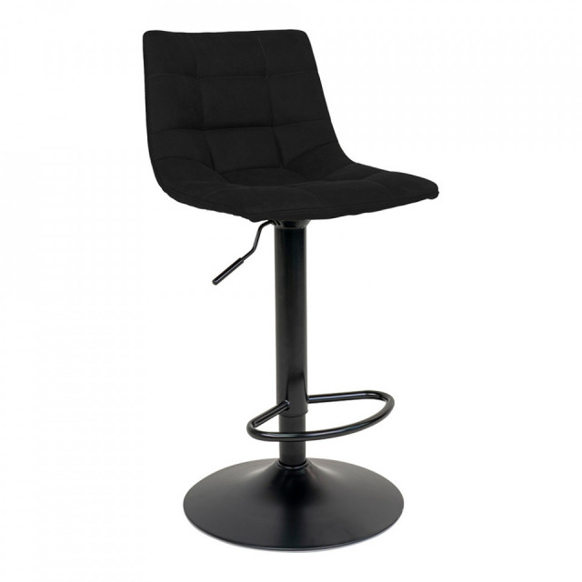 Scaun bar ajustabil negru din catifea Middelfart House Nordic