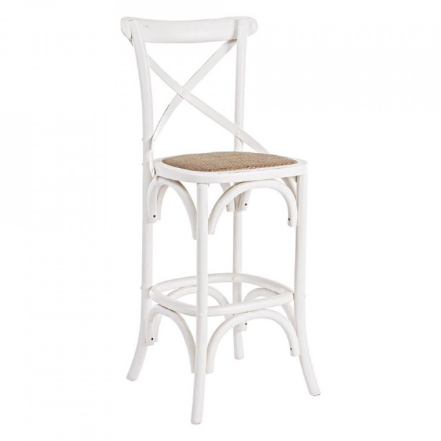 Scaun bar alb/maro din lemn Cross Bizzotto