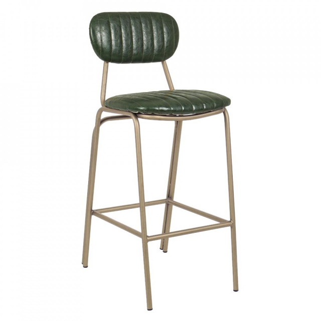 Scaun bar verde/auriu din piele ecologica Addy Bizzotto