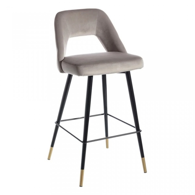 Scaun de bar argintiu din catifea Trix The Home Collection