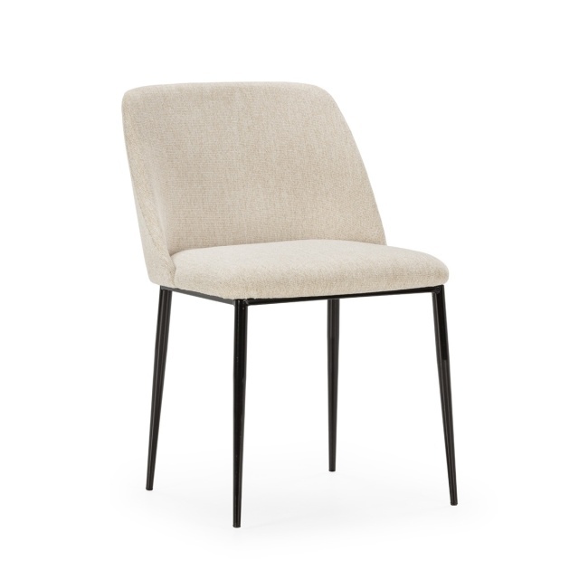 Scaun dining alb/negru din textil Ronald Thai Natura