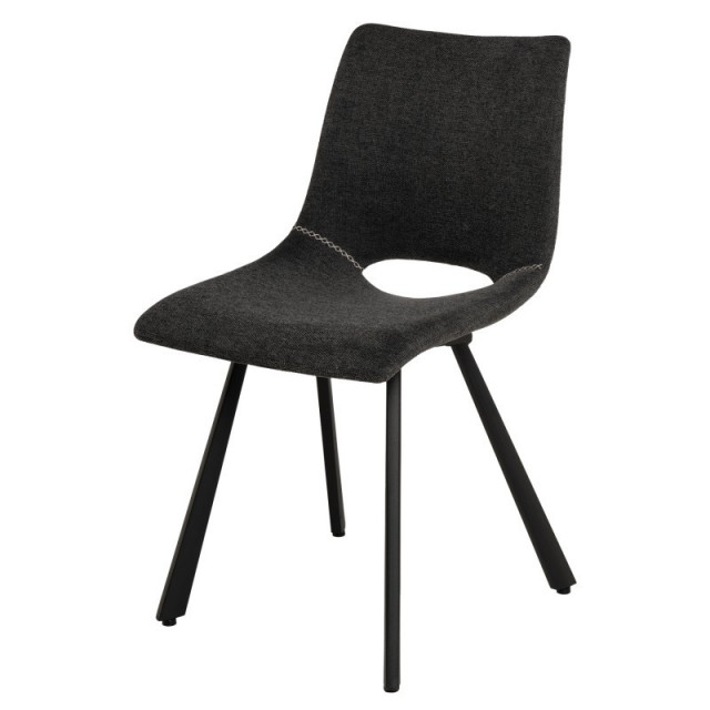 Scaun dining gri inchis/negru din textil si metal Briana Somcasa