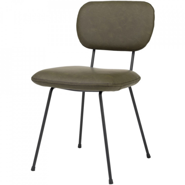 Scaun dining kaki/negru din textil si otel Stix Versmissen