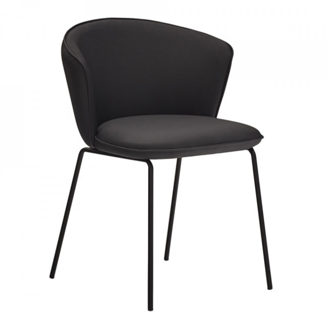 Scaun dining negru din piele ecologica Add Teulat