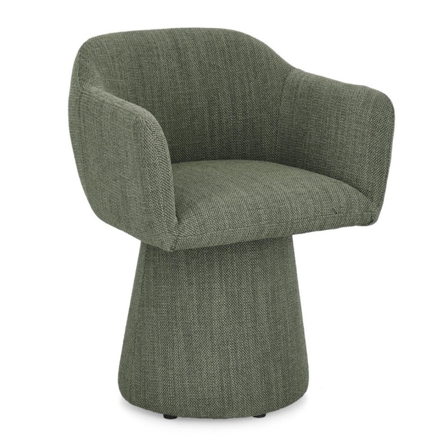 Scaun dining rotativ verde din textil Lottie Bizzotto