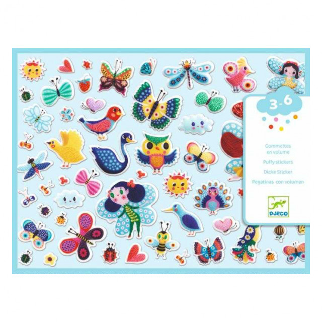 Set 120 stickere multicolore din hartie Colored Wings Djeco