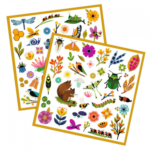 Set 160 stickere multicolore din hartie Garden Djeco