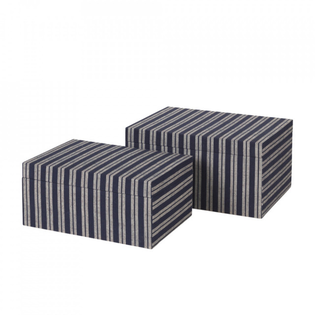 Set 2 cutii cu capac crem/albastre din carton Cleo Broste Copenhagen
