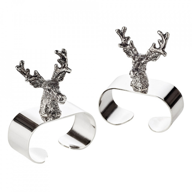 Set 2 inele pentru servetele din metal argintat Deer Edzard