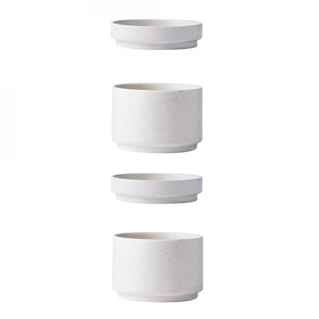 Set 2 recipiente cu capac alb antic din ceramica 6x9 cm Setomono Kristina Dam Studio