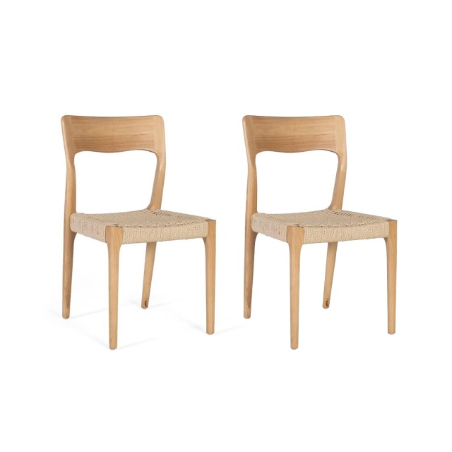 Set 2 scaune dining gri/maro din lemn Greg Giner y Colomer