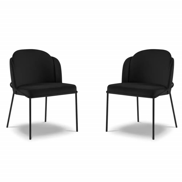 Set 2 scaune dining negre din catifea si metal Limmen Besolux