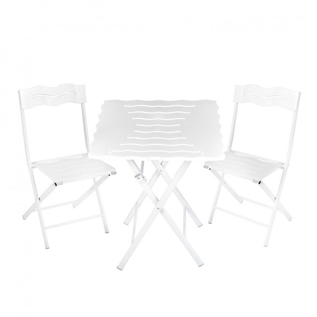 Set 2 scaune si masa dining alba din metal Bistro The Home Collection