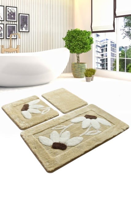 Set 3 covorase de baie multicolore din fibre sintetice 50x100 cm Karo The Home Collection