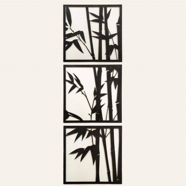 Set 3 decoratiuni de perete negre din metal 45x45 cm Bamboo The Home Collection