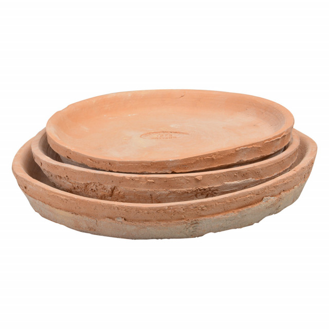 Set 3 farfurioare pentru ghiveci portocalii din ceramica Combia Esschert Design