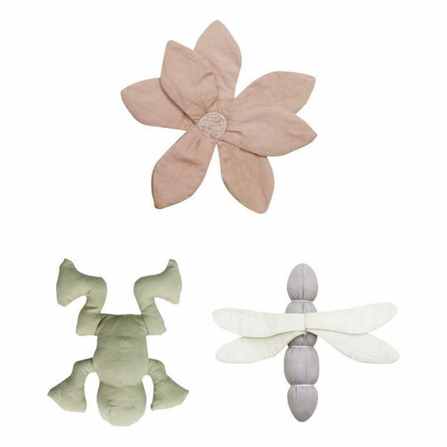 Set 3 jucarii multicolore din bumbac organic Lily Lorena Canals