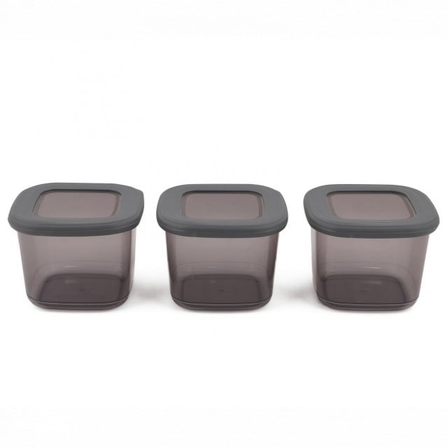 Set 3 recipiente cu capac gri din plastic Nary The Home Collection