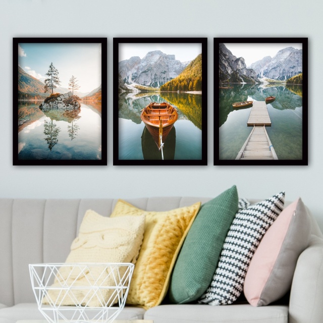 Set 3 tablouri multicolore 35x45 cm Lake The Home Collection